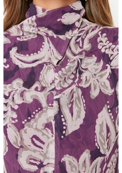 Moda Regular Gündüz Gece Şifon Dokuma Dik Yaka Uzun Kol Skater Mini Boy Elbise indirimleri