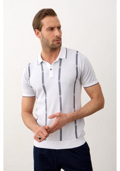 Erkek Slim-Fit Kalıp Polo Yaka Ince Triko T-Shirt Beyaz - 5012DNGR indirimleri