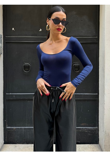 Kadın Lacivert Açık Yakalı Uzun Kollu Zıbın 28247 modelleri