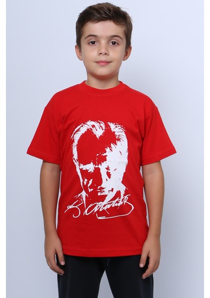 Çocuk Atatürk Ayyıldız Baskılı Tshirt Kısa Kollu A62