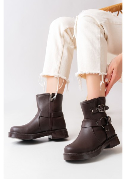 02-2013 Kahverengi Toka Aksesuarlı Fermuarlı Günlük Kadın Bot fiyatları