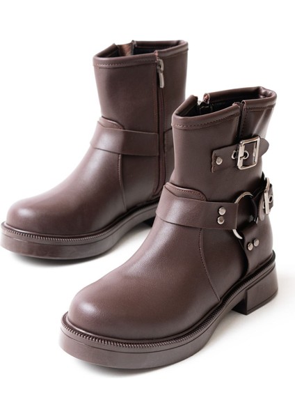 02-2013 Kahverengi Toka Aksesuarlı Fermuarlı Günlük Kadın Bot indirimleri
