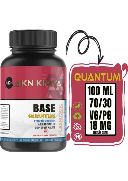 Quantum Sigma Chemnovatic 18 Mg Gliserin Propilen Glikol Base Nbase Vg Pg 70-30 100 ml 250 ml 500 ml 1000 ml