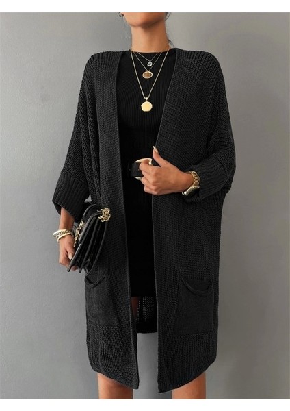 Kadın Oversize Kalıp Cep Detay Salaş Triko Hırka modelleri