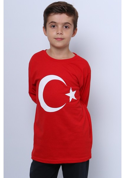 Çocuk Ayyıldız Baskılı Tshirt Uzun Kollu A57