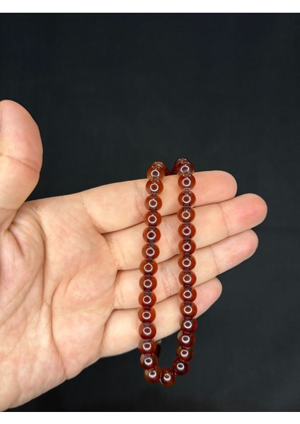 Çubuk Kehribar Tesbih Bal Renk Küre Kesim 8 mm T-522