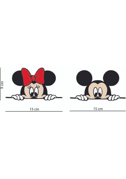 Mickey ve Minnie Mouse Araba Sticker Laptop Araba Duvar Cam Etiket Çıkartma