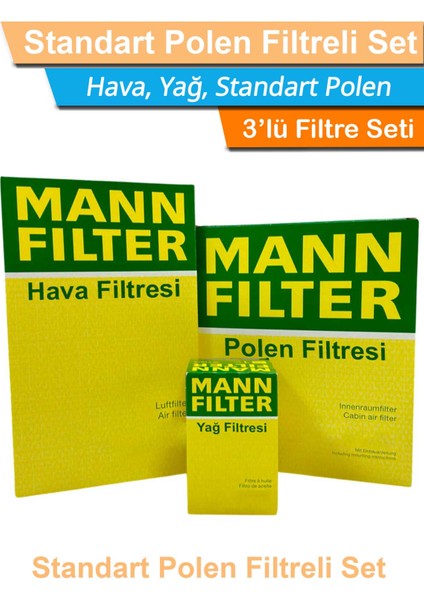 Bmw 7 Serisi E38 7.28I Mann Filtre Bakım Seti 1996-2001 Hava+Yağ+Standart Polen