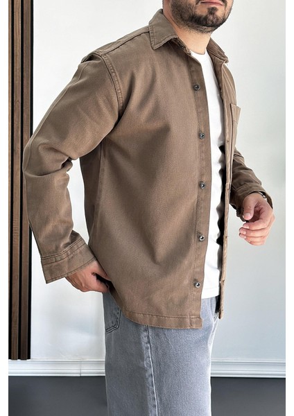 Erkek Büyük Cepli Gömlek Ceket Kahverengi EDW200 fiyatları