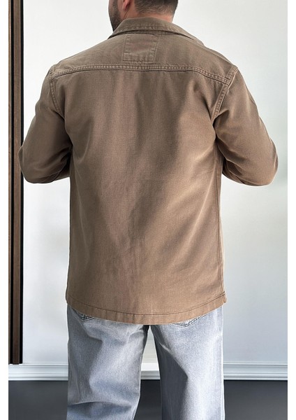 Erkek Büyük Cepli Gömlek Ceket Kahverengi EDW200 modelleri