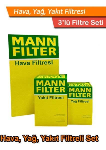 Bmw 3 Serisi E46 3.30D 204Hp Mann Filtre Bakım Seti 2003-2005 Hava+Yağ+Yakıt Filtresi