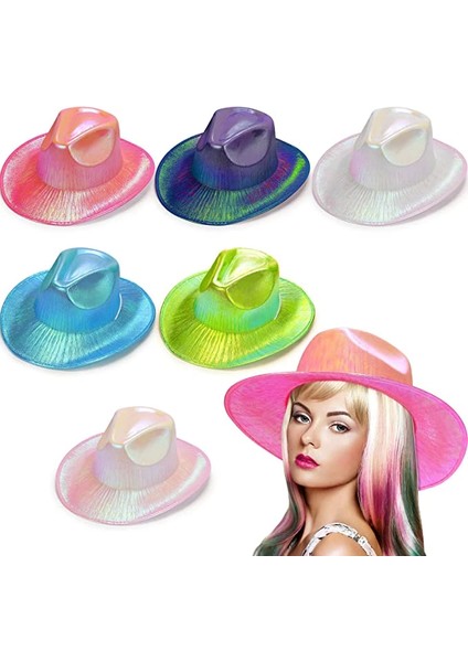 Işıltılı Kovboy Şapkası Hologramlı Parti Kovboy Şapkası Yetişkin