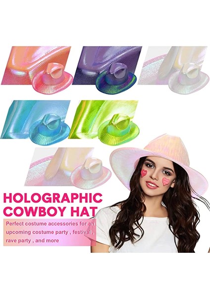 Işıltılı Kovboy Şapkası Hologramlı Parti Kovboy Şapkası Yetişkin modelleri