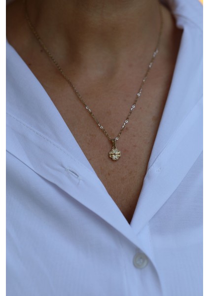 14 Ayar Altın Mini Işıltılı Yonca Kolye Ucu fiyatları