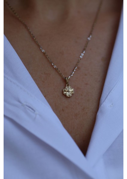 14 Ayar Altın Mini Işıltılı Yonca Kolye Ucu fırsatları