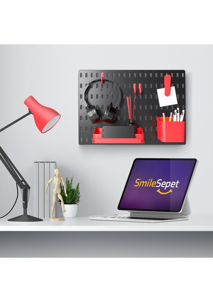 Çok Amaçlı Pano Organizatör Set 1( 28 x 40 cm ) Siyah - Kırmızı - Yapışkanlı