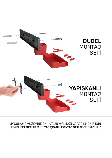 Çok Amaçlı Pano Organizatör Set 2 ( 6 cm x 40 cm ) Siyah - Kırmızı fırsatları