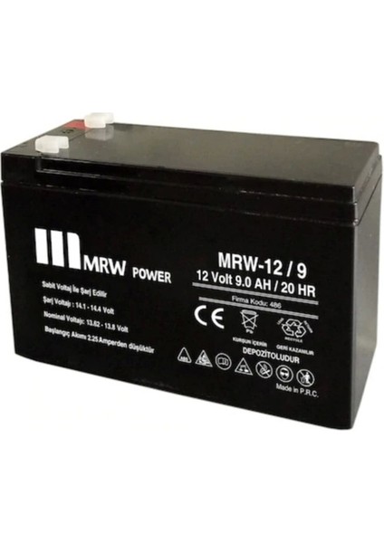 12V 9A Akü Kuru Bakımsız Akü