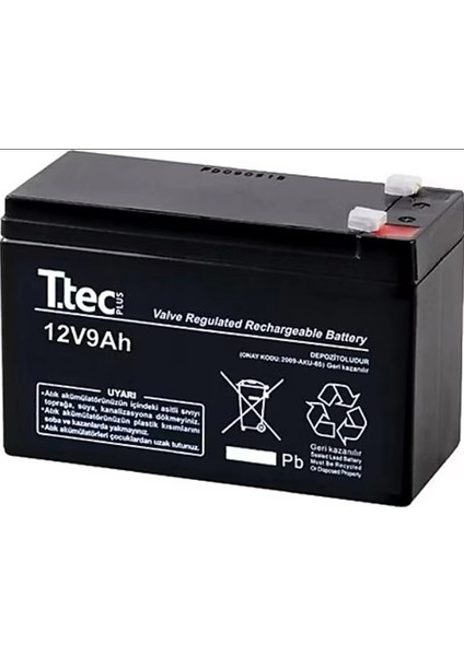 12V 9A Akü Kuru Bakımsız Akü