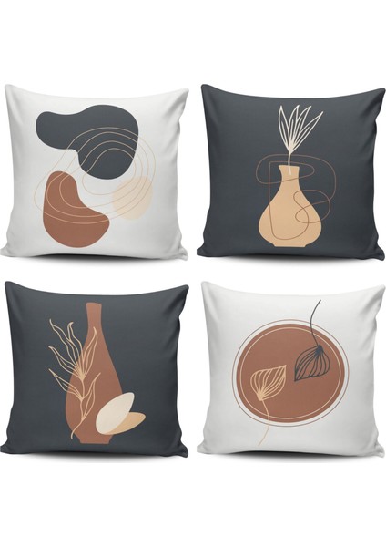 Çift Taraf Baskılı Bohemian Desenli 4 Lü Kombinli Kırlent Kılıfı