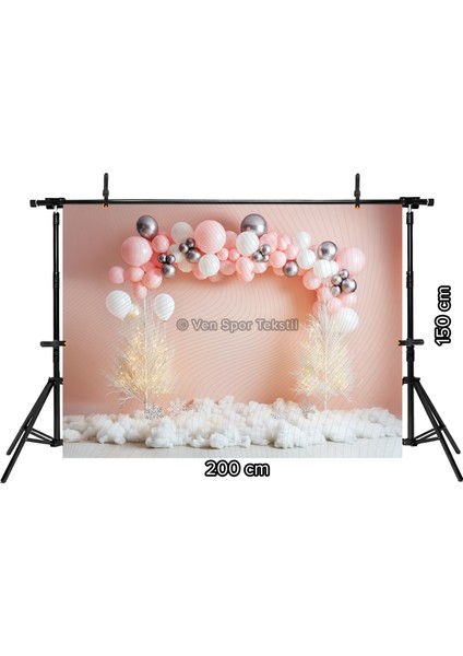 Pastel Rüyası Balonlar ve Işıklı Ağaçlar Arka Planı 200 x 150 cm Stüdyo Fonu