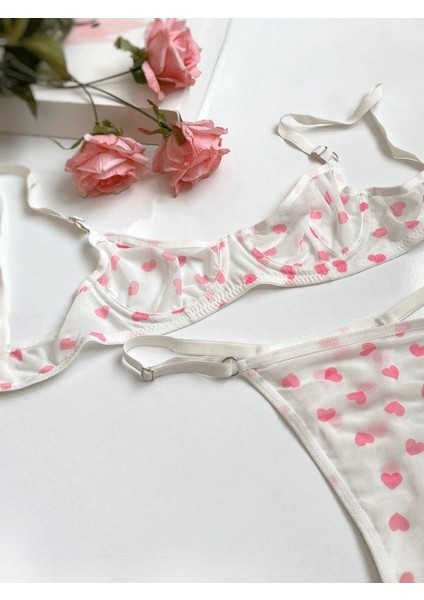 Kalp Baskı Tül Sütyen Takım fırsatları