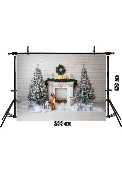 Noel Dekorasyonlu Şömine ve Çam Ağacı Temalı 200 x 150 cm Stüdyo Fonu Arka Plan fiyatları