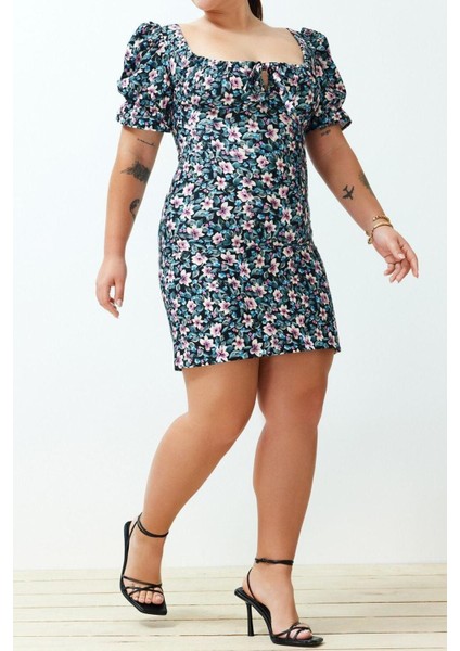 Moda Rahat Casual Günlük Krep Dokuma Kalp Yaka Kısa Kol Basic Midi Boy Büyük Beden Elbise modelleri