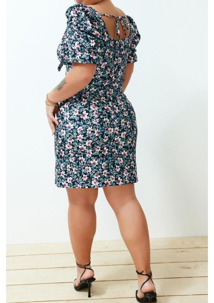 Moda Rahat Casual Günlük Krep Dokuma Kalp Yaka Kısa Kol Basic Midi Boy Büyük Beden Elbise indirimleri