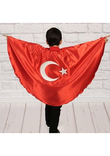 Türk Bayraklı Pelerin Gösteri Kostümü MNK0651