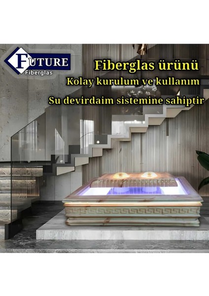 Hazır Süs Havuzu (Fiberglas Ürünü) Pembe Mermer Efekti 80 x 115 x 55 cm (Dekoratif Fıskiye, Bahçe Fıskiyesi, Süs Havuzu, Peyzaj Fıskiyesi)