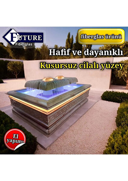 Hazır Süs Havuzu (Fiberglas Ürünü) Pembe Mermer Efekti 80 x 115 x 55 cm (Dekoratif Fıskiye, Bahçe Fıskiyesi, Süs Havuzu, Peyzaj Fıskiyesi)