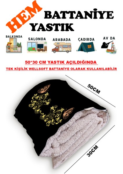 Kelebek Motif Desen Baskılı Tv Battaniyeli Opsiyonel Dekoratif Hediye Yastık Battaniye 2in1 Gifts