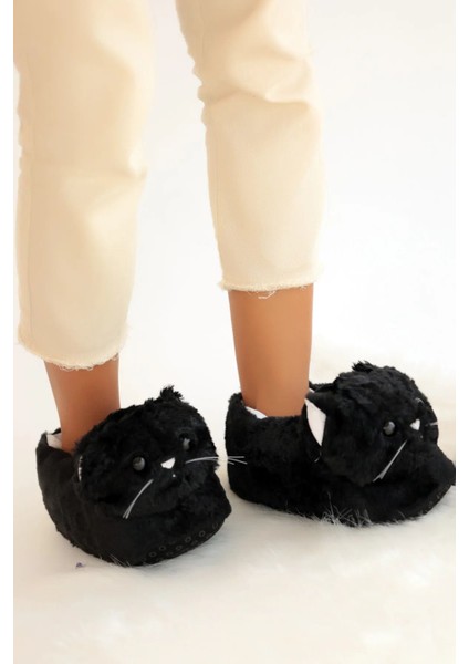 Kışlık Kadın Sevimli Kedi Hayvan Figürlü Peluş Panduf fiyatları