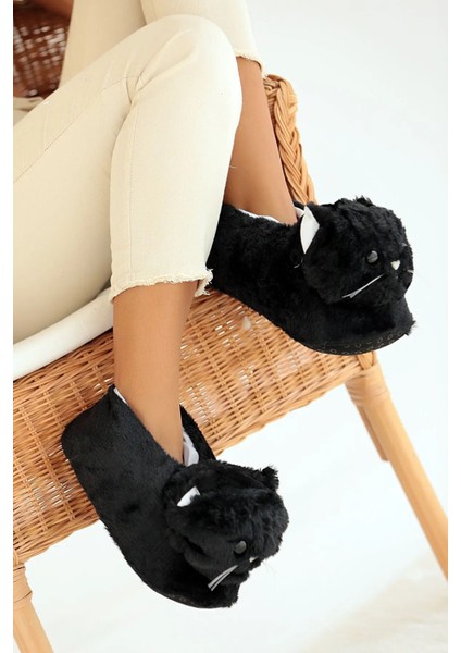 Kışlık Kadın Sevimli Kedi Hayvan Figürlü Peluş Panduf fırsatları