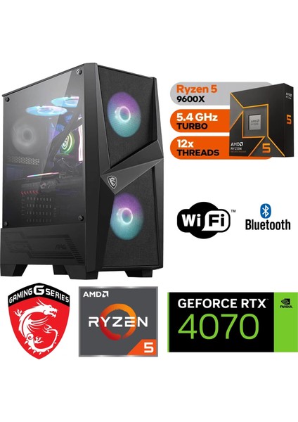 12GB Rtx 4070  – Gaming Pc Ddr5 – Ryzen 5 9600X – 32GB Ddr5 6000 Mhz Ram  - 1tb M.2 SSD – Sıvı Sogutmalı – Windows 11 Pro