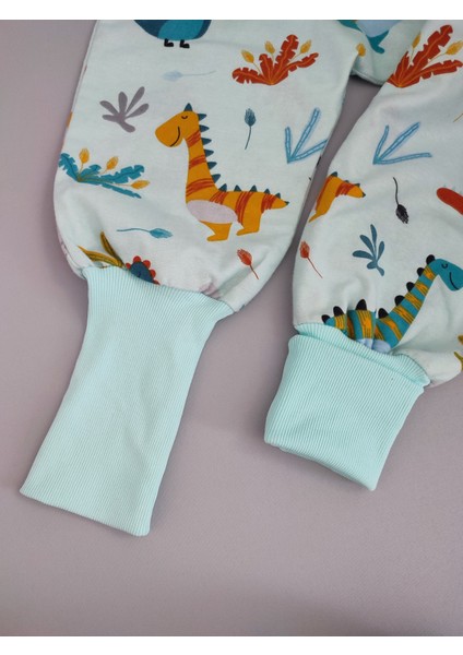 Kışlık Uzun Kollu Bebek Çocuk Uyku Tulumu %100 Pamuk Dinozor Desenli 20-24 Derece 1 Tog modelleri