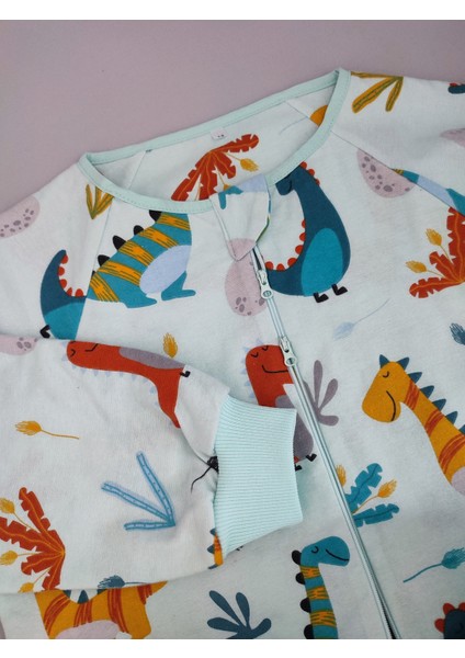 Kışlık Uzun Kollu Bebek Çocuk Uyku Tulumu %100 Pamuk Dinozor Desenli 20-24 Derece 1 Tog fırsatları