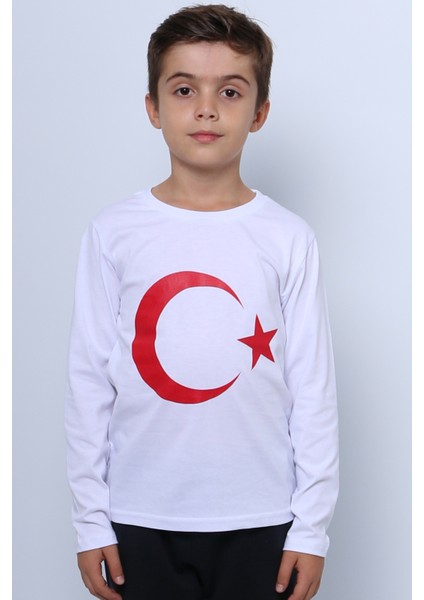 Çocuk Ayyıldız Baskılı Tshirt Uzun Kollu A57 fiyatları