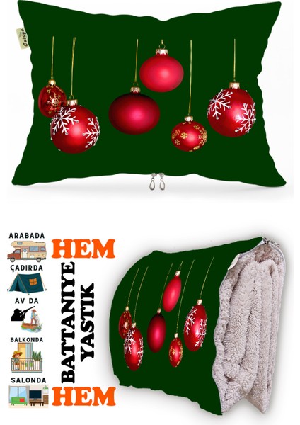 Yılbaşı Noel Desen Baskılı Tv Battaniyeli Opsiyonel Dekoratif Hediye Yastık Battaniye 2in1 Gifts-2