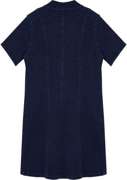 Moda Fit Casual Günlük Comfort Denim Gömlek Yaka Kısa Kol Bodycone Mini Boy Büyük Beden Elbise fiyatları