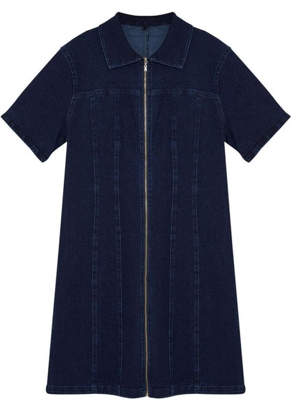 Moda Fit Casual Günlük Comfort Denim Gömlek Yaka Kısa Kol Bodycone Mini Boy Büyük Beden Elbise modelleri