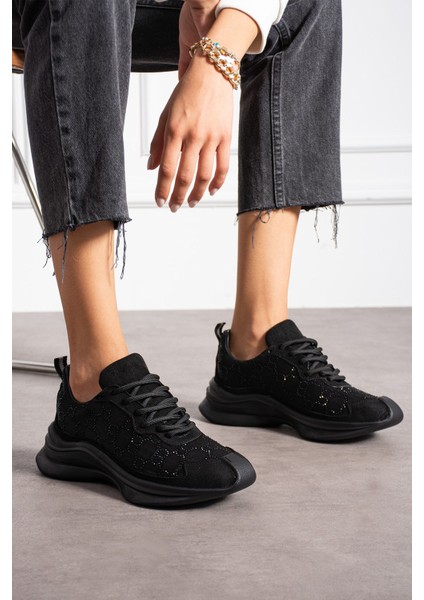 Star Siyah Gerçek Deri Süet Taş Detaylı Kadın Spor Ayakkabı fiyatları