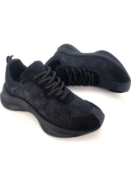 Star Siyah Gerçek Deri Süet Taş Detaylı Kadın Spor Ayakkabı fırsatları