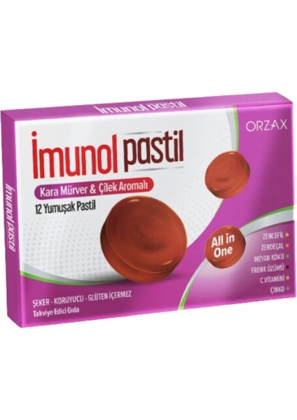 Imunol Karamürver & Çilek Aromalı 12 Pastil X 3 Adet fiyatları