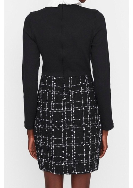 Moda Regular Casual Günlük Tüvit Dokuma Gömlek Yaka Uzun Kol A-Line Mini Boy Elbise indirimleri