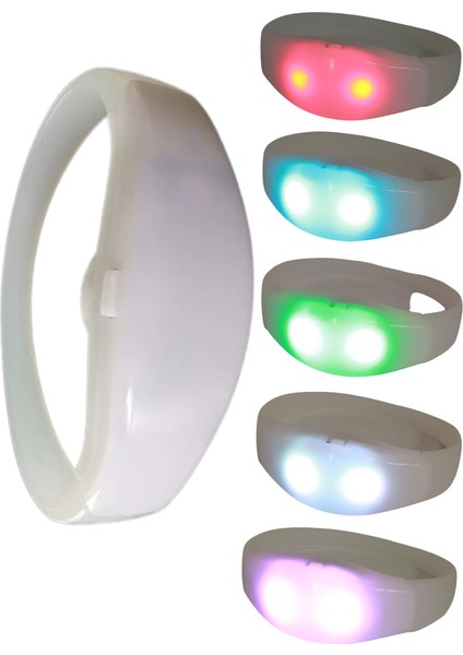 LED Işıklı Pilli Bileklik Müziğe ve Sese Duyarlı Rgb Parti Bilekliği