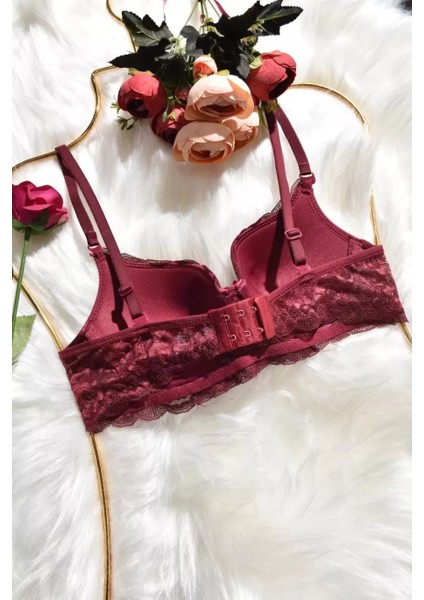 Dantelli Destekli Sutyen Bordo