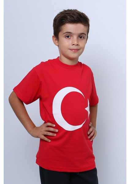 Çocuk Atatürk Ayyıldız Baskılı Tshirt Kısa Kollu A62