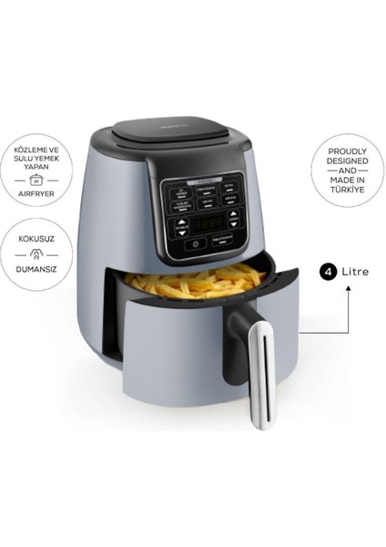 Air Pro Cook 3 In 1 Xl Ev Yemeği, Közleme, Airfryer Blue Gray 4 Kişilik fiyatları